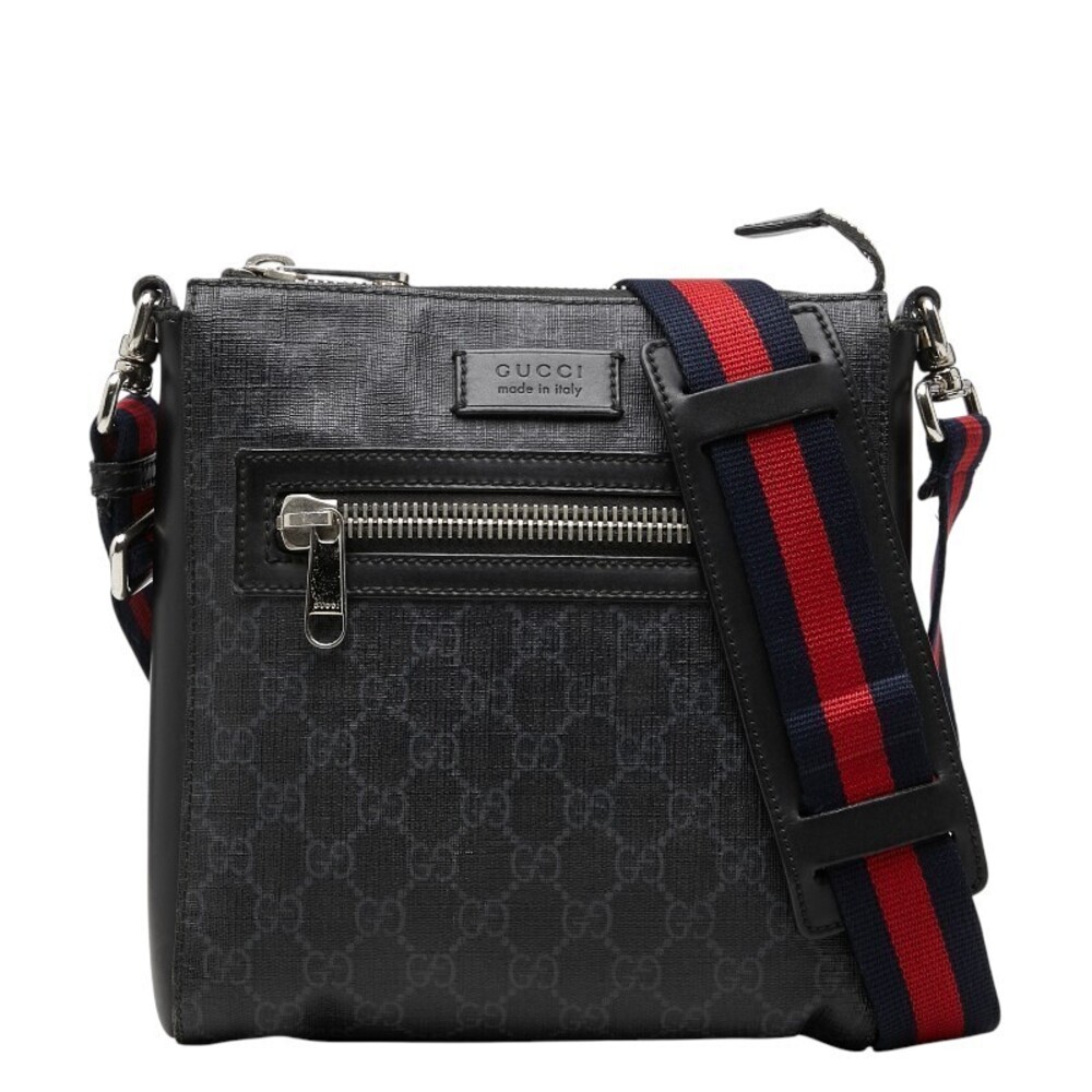Gucci GG Supreme Sherry Crossbody Bag Black Leather
